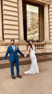 Bride and Groom in Melbourne on their wedding day