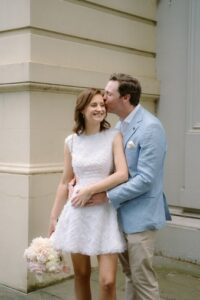 Bride in natural makeup with her groom in Melbourne.