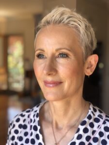 Radiant makeup with defined eyes and enhanced lips for a brand photo shoot in Melbourne.