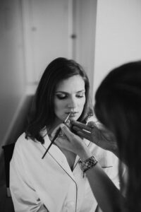 Rebecca Brown Makeup Artist applying bridal makeup in Melbourne